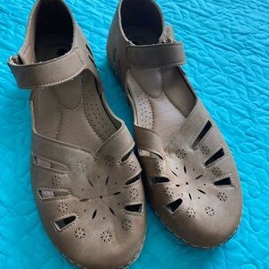 Brown Cutout Mary Jane Shoes